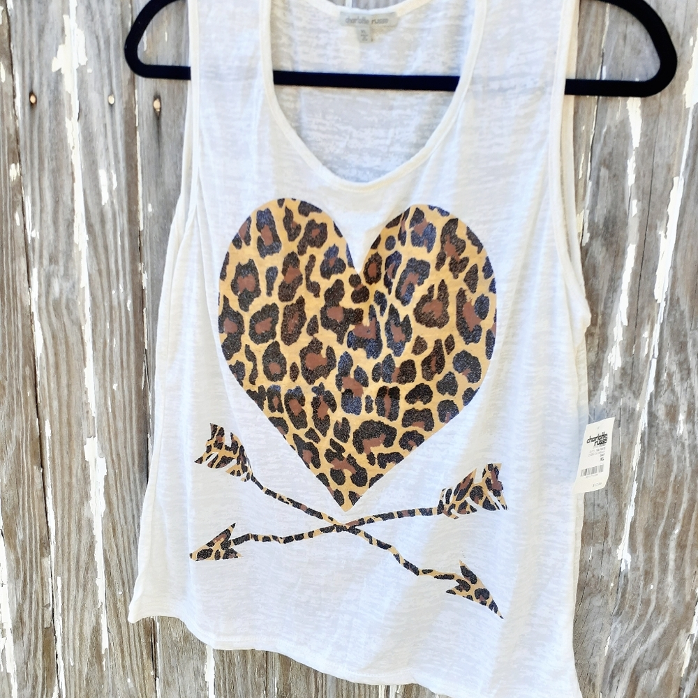 Adorable tank, animal print heart and arrows, XL - Picture 2 of 6